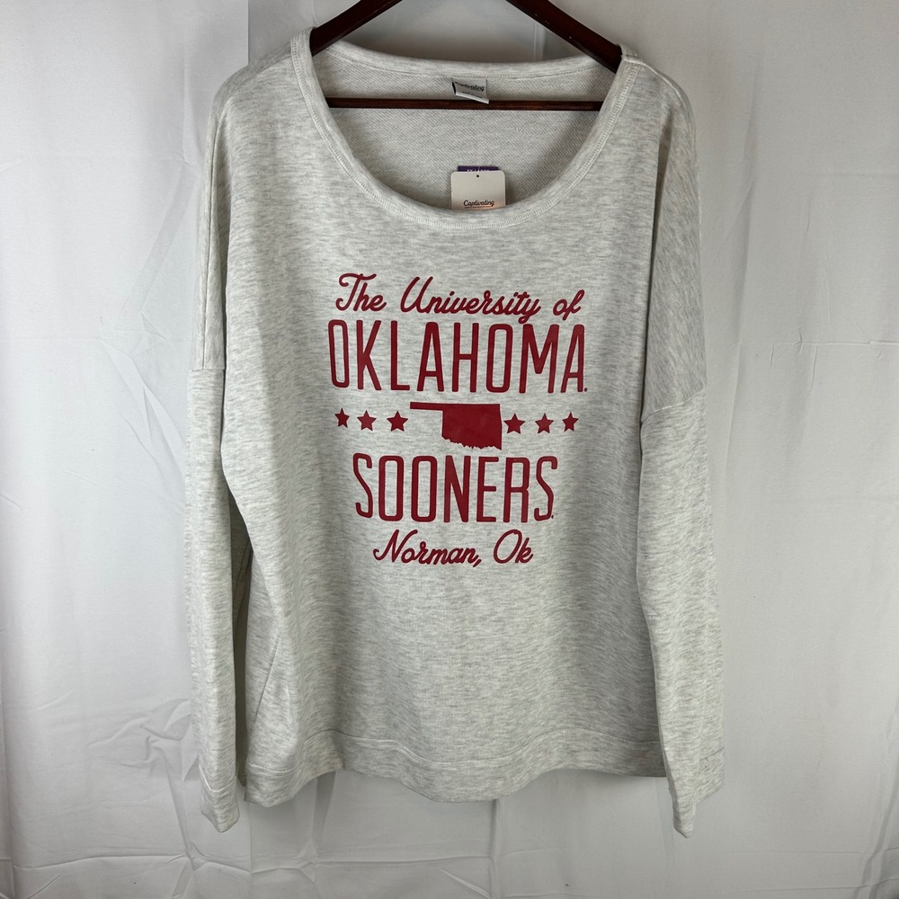 Captivating Apparel Sweatshirt Womens XXL Heather Gray OU Sooners Crewneck‎